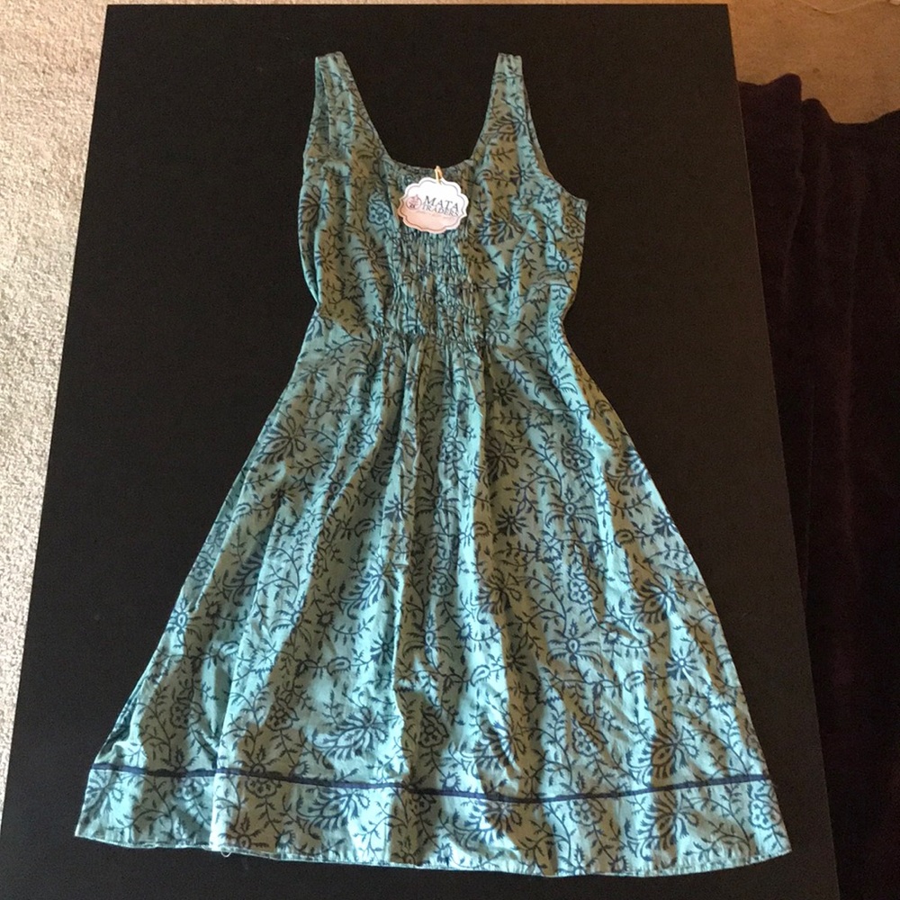 Blue floral print dress